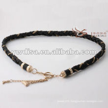 fashion women's waist in braided PU with chain tassel best design from YIWU DISHA
